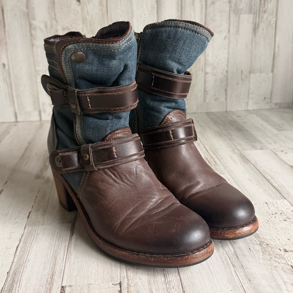 Women’s Taos Leather and Denim Boots Size 8/39